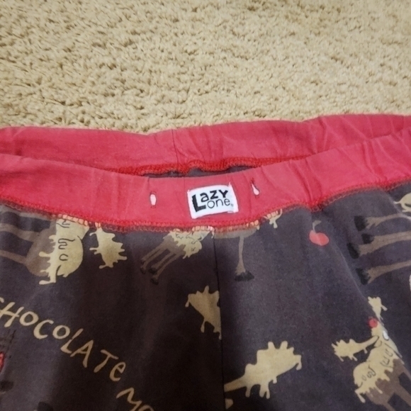 Lazy One Don't Wake The Bear 2pc Women's Small Pjs sleep‎ pants Chocolate Moose - Picture 6 of 7